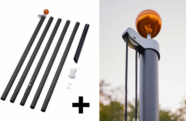 Kerstboommast - sectional - 6 m - zwart